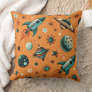 Vintage Spacecraft Rocket Ships Pattern -Cosmos(1) Cushion