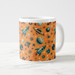 Vintage Spacecraft Rocket Ships Pattern -Cosmos(1) Large Coffee Mug