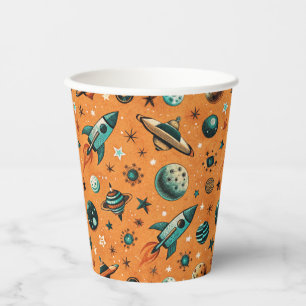Vintage Spacecraft Rocket Ships Pattern -Cosmos(1) Paper Cups