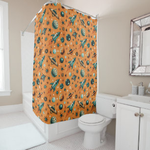Vintage Spacecraft Rocket Ships Pattern -Cosmos(1) Shower Curtain