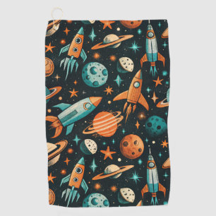 Vintage Spacecraft Rocket Ships Pattern -Cosmos(2) Golf Towel