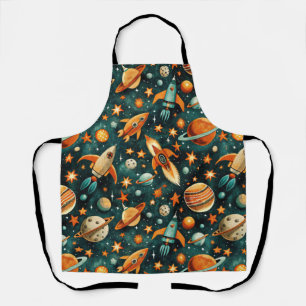 Vintage Spacecraft Rocket Ships Pattern -Cosmos(3) Apron