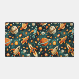 Vintage Spacecraft Rocket Ships Pattern -Cosmos(3) Desk Mat