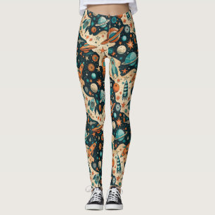 Vintage Spacecraft Rocket Ships Pattern -Cosmos(4) Leggings