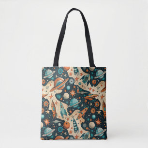 Vintage Spacecraft Rocket Ships Pattern -Cosmos(4) Tote Bag