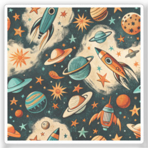 Vintage Spacecraft Rocket Ships Pattern -Cosmos(6)