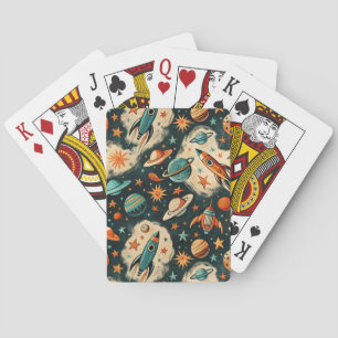 Vintage Spacecraft Rocket Ships Pattern -Cosmos(6) Playing Cards