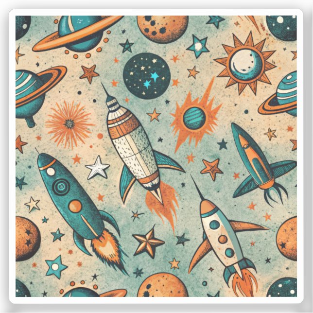 Vintage Spacecraft Rocket Ships Pattern -Cosmos(7) (Front)