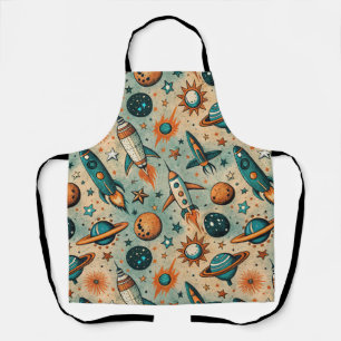Vintage Spacecraft Rocket Ships Pattern -Cosmos(7) Apron