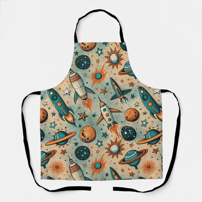 Vintage Spacecraft Rocket Ships Pattern -Cosmos(7) Apron (Front)