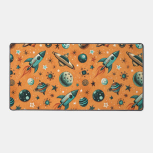 Vintage Spacecraft Rocket Ships Pattern -Cosmos Desk Mat