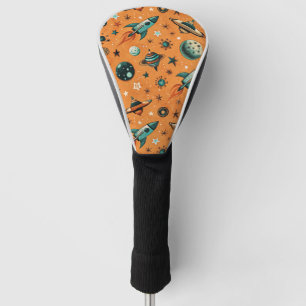 Vintage Spacecraft Rocket Ships Pattern -Cosmos Golf Head Cover