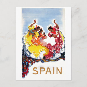 Vintage Spain Flamenco Dancers Travel Poster Postcard