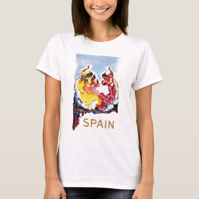 Vintage Spain Flamenco Dancers Travel Poster T-Shirt (Front)