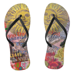 Vintage Spain Sunshine Travel Collage Retro Europe Jandals