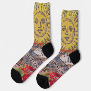Vintage Spain Sunshine Travel Collage Retro Europe Socks