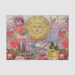 Vintage Spain Sunshine Travel Collage Retro Europe Tissue Paper