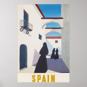 Vintage Spain Travel Poster Mediterranean Street