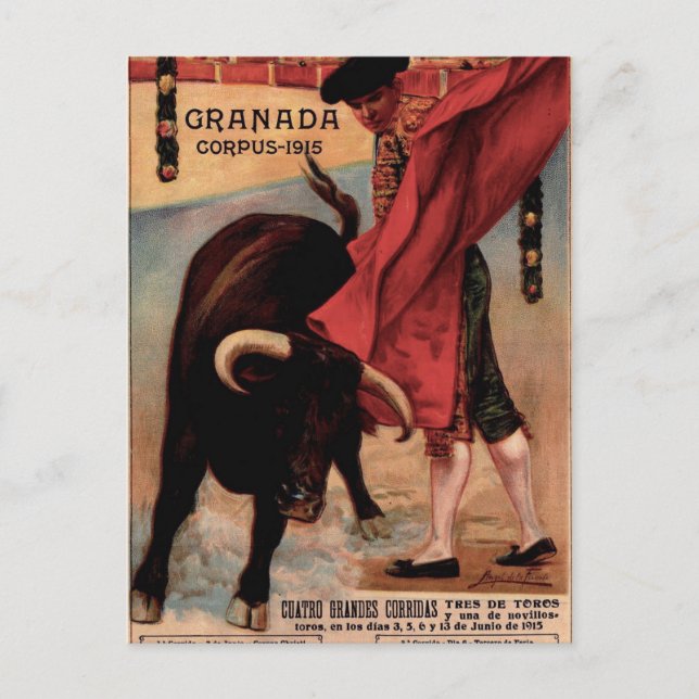 Vintage Spanish Bullfighting Travel Postcard (Front)