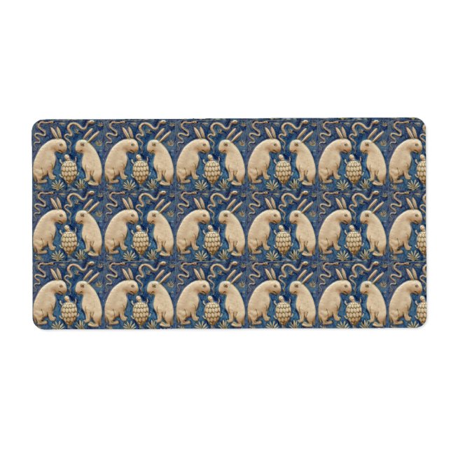 Vintage Spanish Tile Animal Rabbit Tortoise Blue (Front)