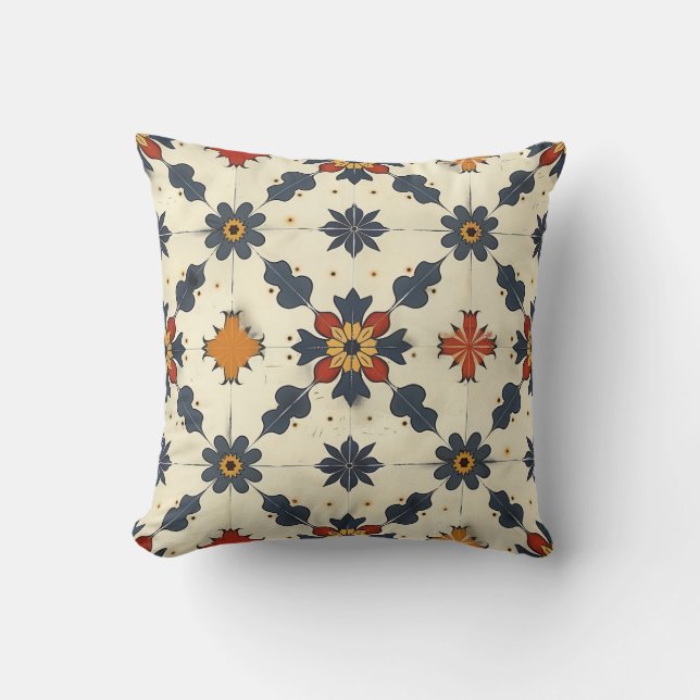 Vintage Spanish Tile Pattern Cushion (Front)