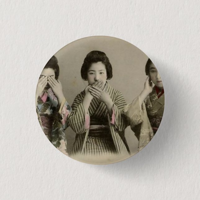 Vintage Speak No Evil 3 Cm Round Badge (Front)