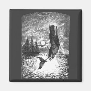 Vintage Sperm Whale Breaching, Marine Life Animals Magnet