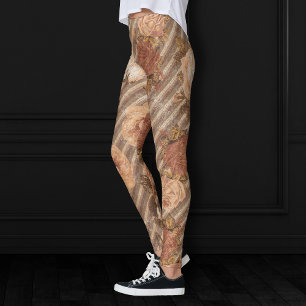 Vintage Spice Copper Rose Peach and Burnt Orange Leggings
