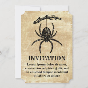 Vintage Spider Hanging From Branch Invitation