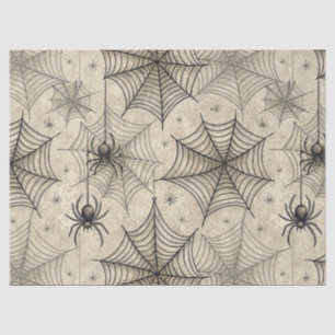Vintage Spiders and Webs Halloween Pattern Tissue Paper