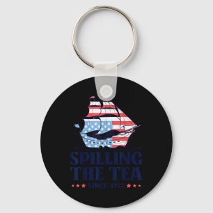 Vintage Spilling The Tea Since 1773 4th Of July Hi Key Ring