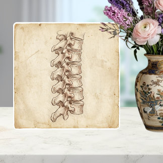 Vintage Spine Anatomy Sketch Tile