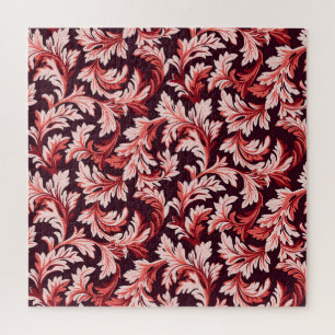 Vintage Spiral Baroque Leaves, Textured. Jigsaw Puzzle