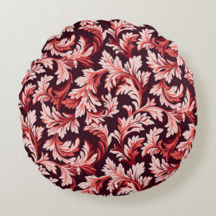 Vintage Spiral Baroque Leaves, Textured. Round Cushion