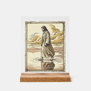 Vintage Spiritual Water Walk Engraving Acrylic Sign