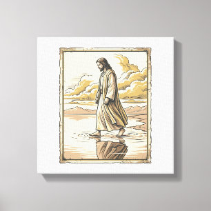 Vintage Spiritual Water Walk Engraving Canvas Print