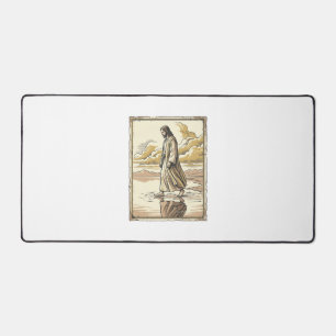 Vintage Spiritual Water Walk Engraving Desk Mat