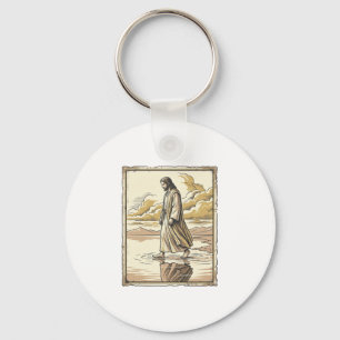 Vintage Spiritual Water Walk Engraving Key Ring