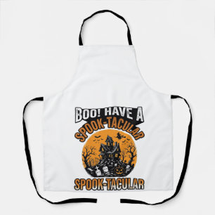 Vintage Spook-Tacular Halloween Haunted House Shir Apron