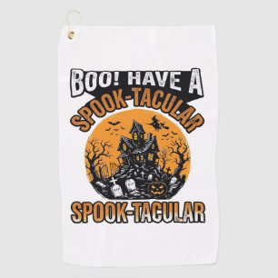 Vintage Spook-Tacular Halloween Haunted House Shir Golf Towel