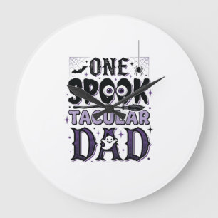 Vintage Spooktacular Dad Halloween Shirt Design_1 Large Clock