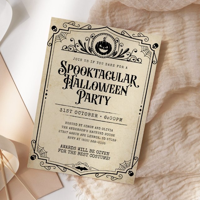 Vintage Spooktacular Halloween Costume Party Invitation (Creator Uploaded)