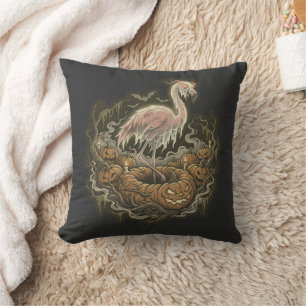Vintage Spooky Flamingo Halloween Design Cushion