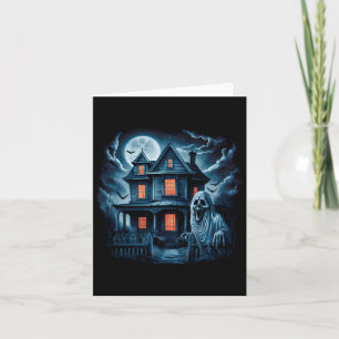 Vintage Spooky Ghost House Dark Horror Halloween C Card