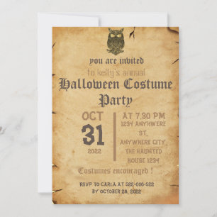vintage spooky gothic, halloween party invitation