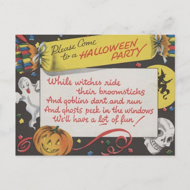 Vintage Spooky Halloween 4 Postcard (Front)