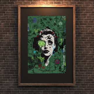 Vintage Spooky Halloween Graffiti Art Print