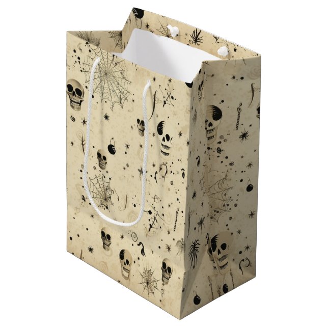 Vintage Spooky Halloween Seamless Pattern Medium Gift Bag (Front Angled)