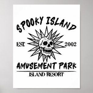 Vintage Spooky Island Est 2002 Amusement Park Isla Poster