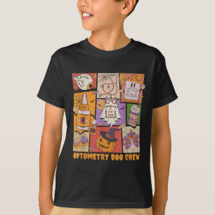 Vintage Spooky Optometry Boo Crew Ghost Halloween T-Shirt
